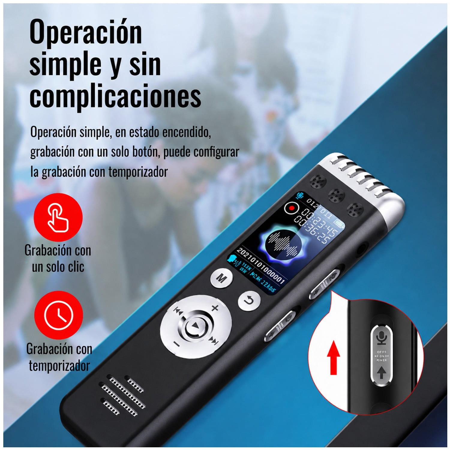 GRABADORA DE VOZ PANTALA DIGITAL MP3 16 GB Q88 - 3
