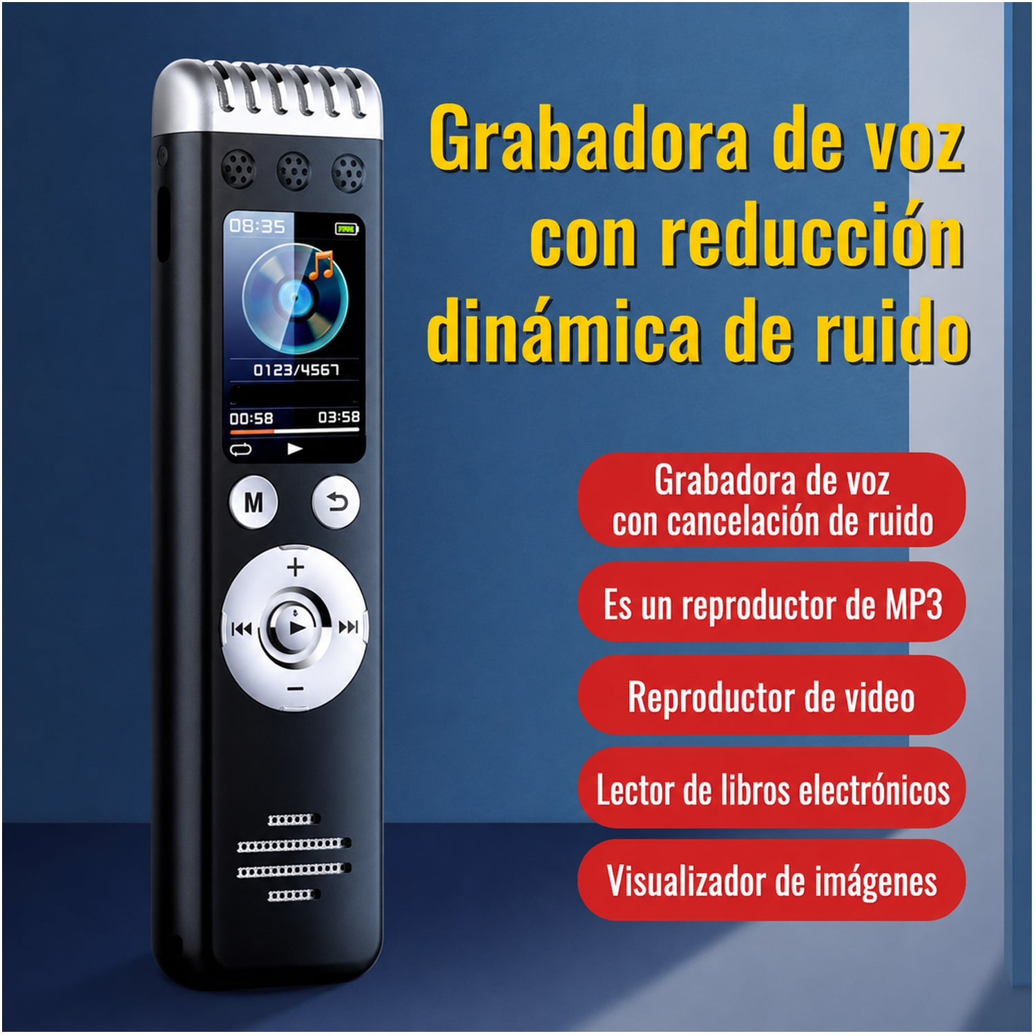 GRABADORA DE VOZ PANTALA DIGITAL MP3 16 GB Q88 - 4