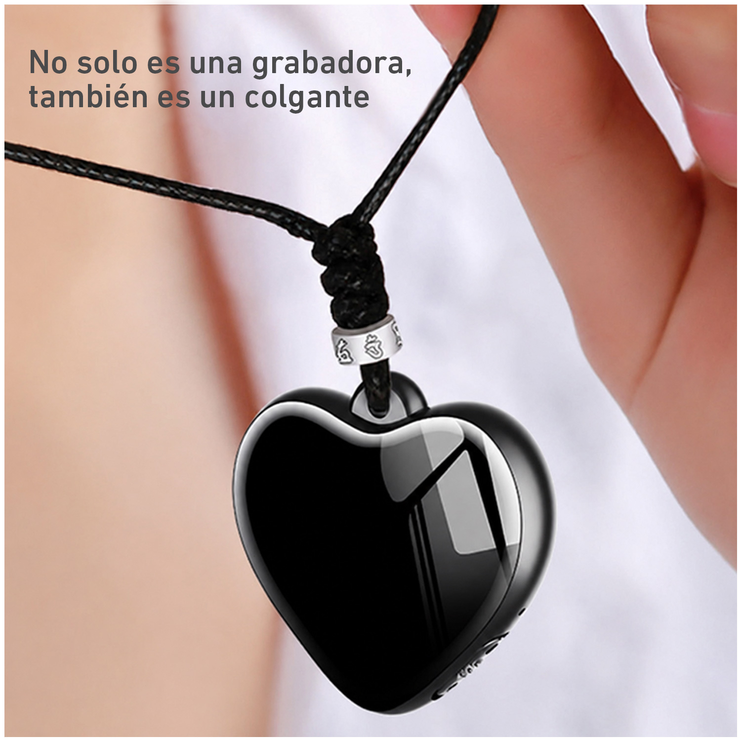 GRABADORA DE VOZ Q66 DISCRETA TIPO COLGANTE DE CORAZ+ON 8GB - 4