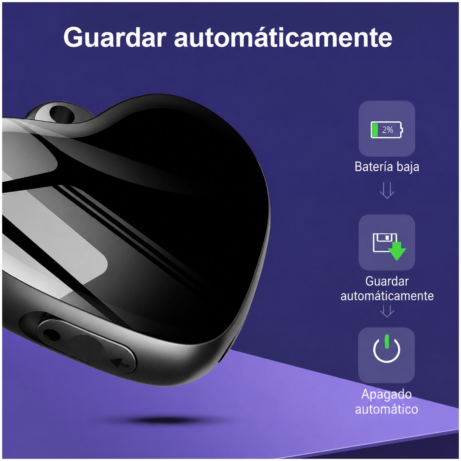 GRABADORA DE VOZ Q66 DISCRETA TIPO COLGANTE DE CORAZ+ON 8GB - 7