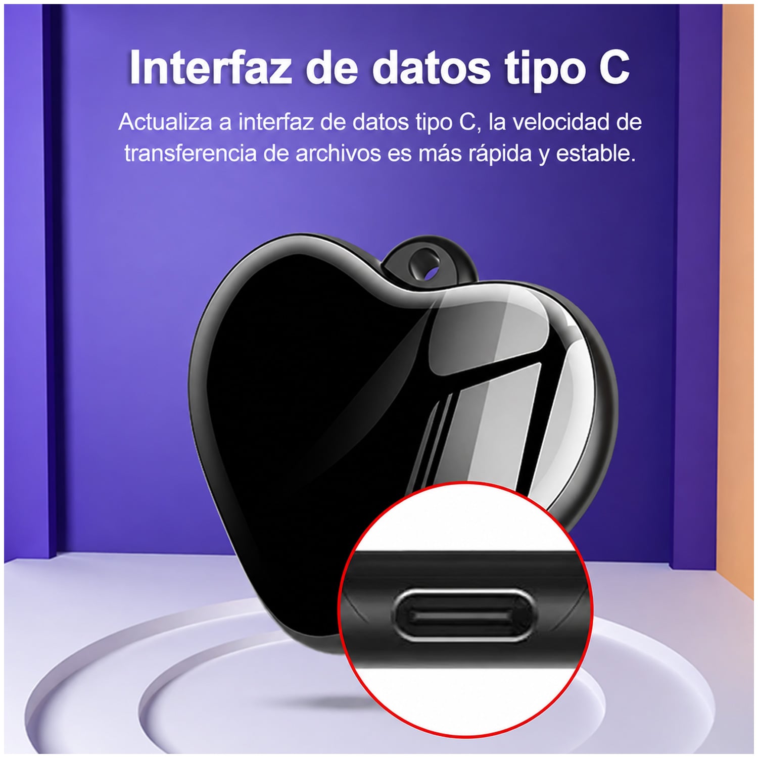 GRABADORA DE VOZ Q66 DISCRETA TIPO COLGANTE DE CORAZ+ON 8GB - 8
