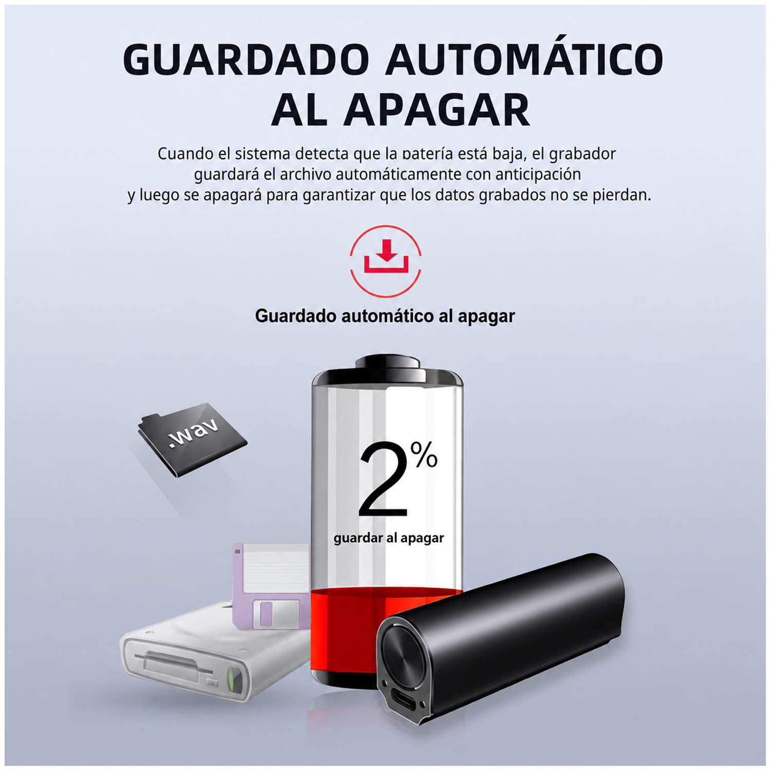 GRABADORA DE VOZ Q73 PORTÁTIL LARGA DURACIÓN 16 GB - 6