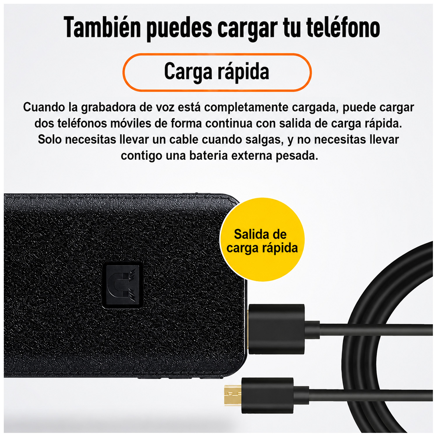 GRABADORA DE VOZ Q95 CARGADOR PORTÁTIL INALÁMBRICO RABADORA DE VOZ 16GB - 2