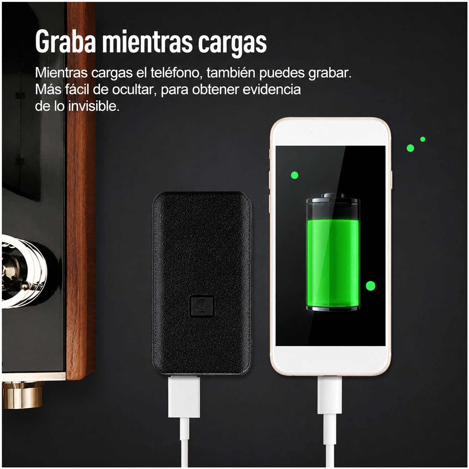 GRABADORA DE VOZ Q95 CARGADOR PORTÁTIL INALÁMBRICO RABADORA DE VOZ 16GB - 9