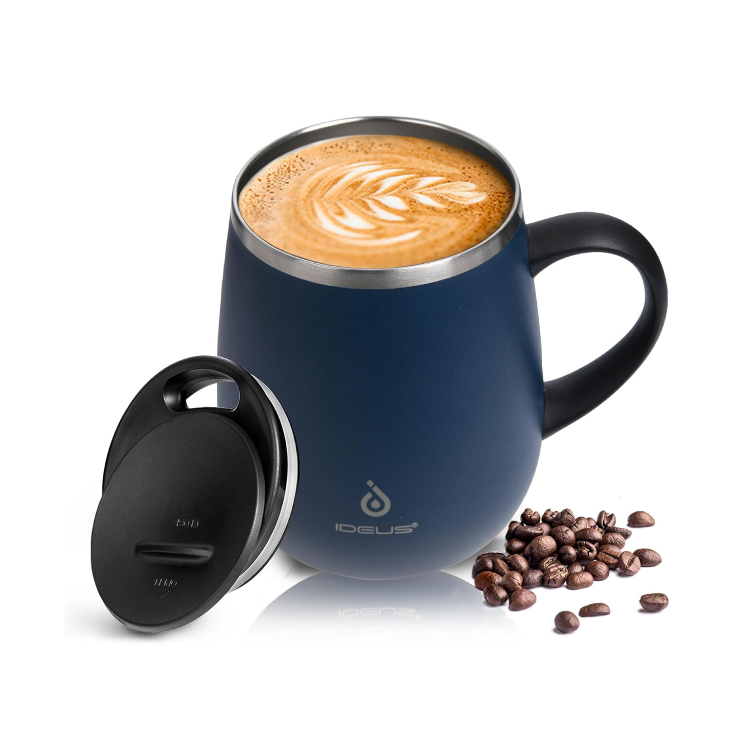 TAZA TÉRMICA AISLADA 16OZ IDEUS ACERO INOXIDABLE ANTIDERRAMES AZUL MUG01 - 6
