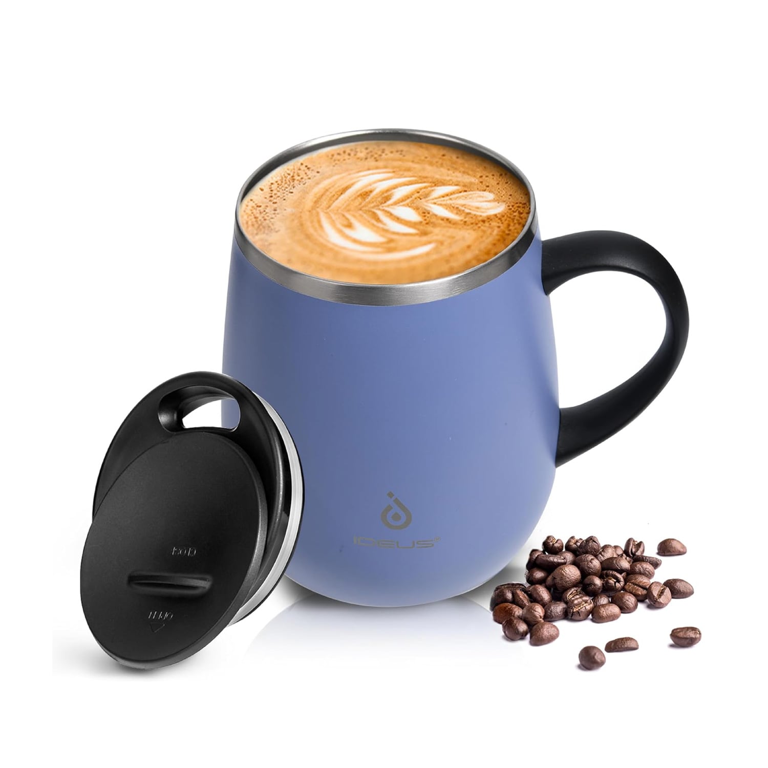 TAZA TÉRMICA AISLADA 16OZ IDEUS ACERO INOXIDABLE ANTIDERRAMES LILA MUG01 - 1
