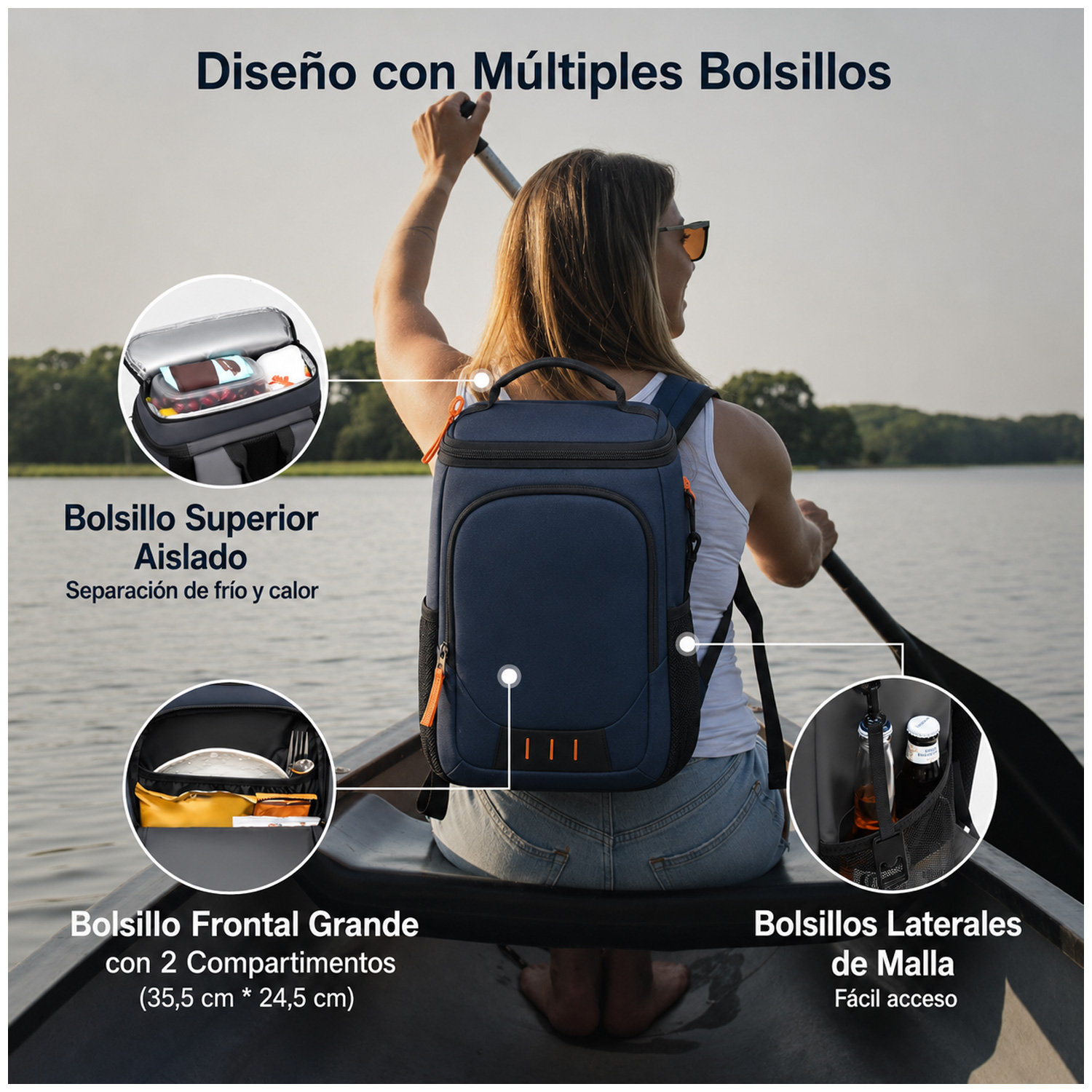 MOCHILA AISLADA LONCHERA TÉRMICA CAPACIDAD 330ML BP60 - 5