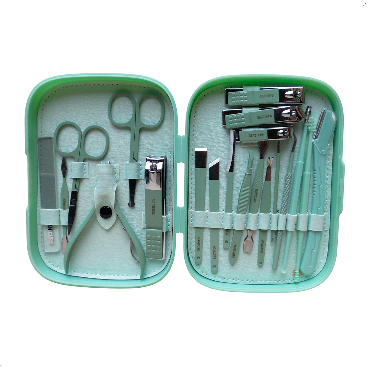 SET DE MANICURE PEDICURE 20 PIEZAS ACERO CORTAUÑAS - 1
