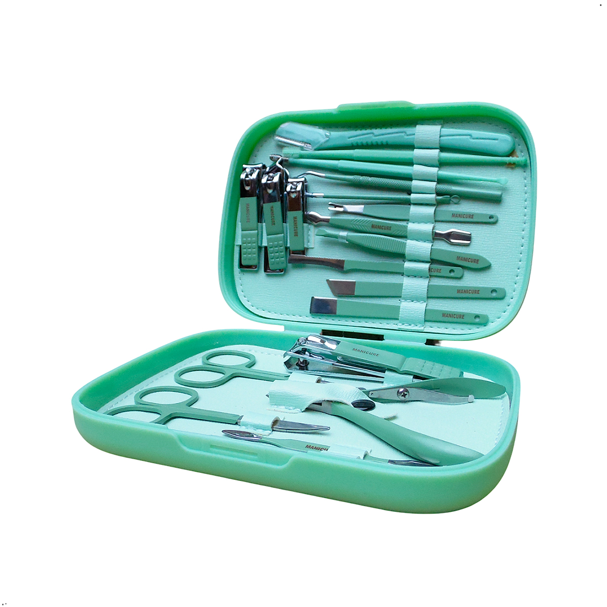 SET DE MANICURE PEDICURE 20 PIEZAS ACERO CORTAUÑAS - 2