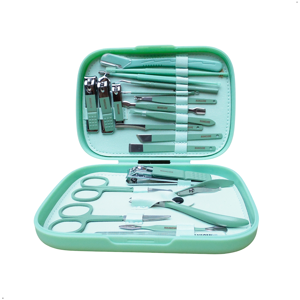 SET DE MANICURE PEDICURE 20 PIEZAS ACERO CORTAUÑAS - 3