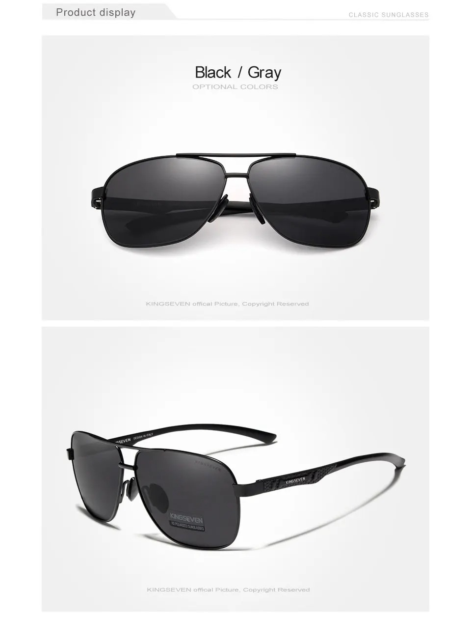 LENTES DE SOL GAFAS KINGSEVEN 7188 AVIADOR PROTECCION UV400 UNISEX - 6