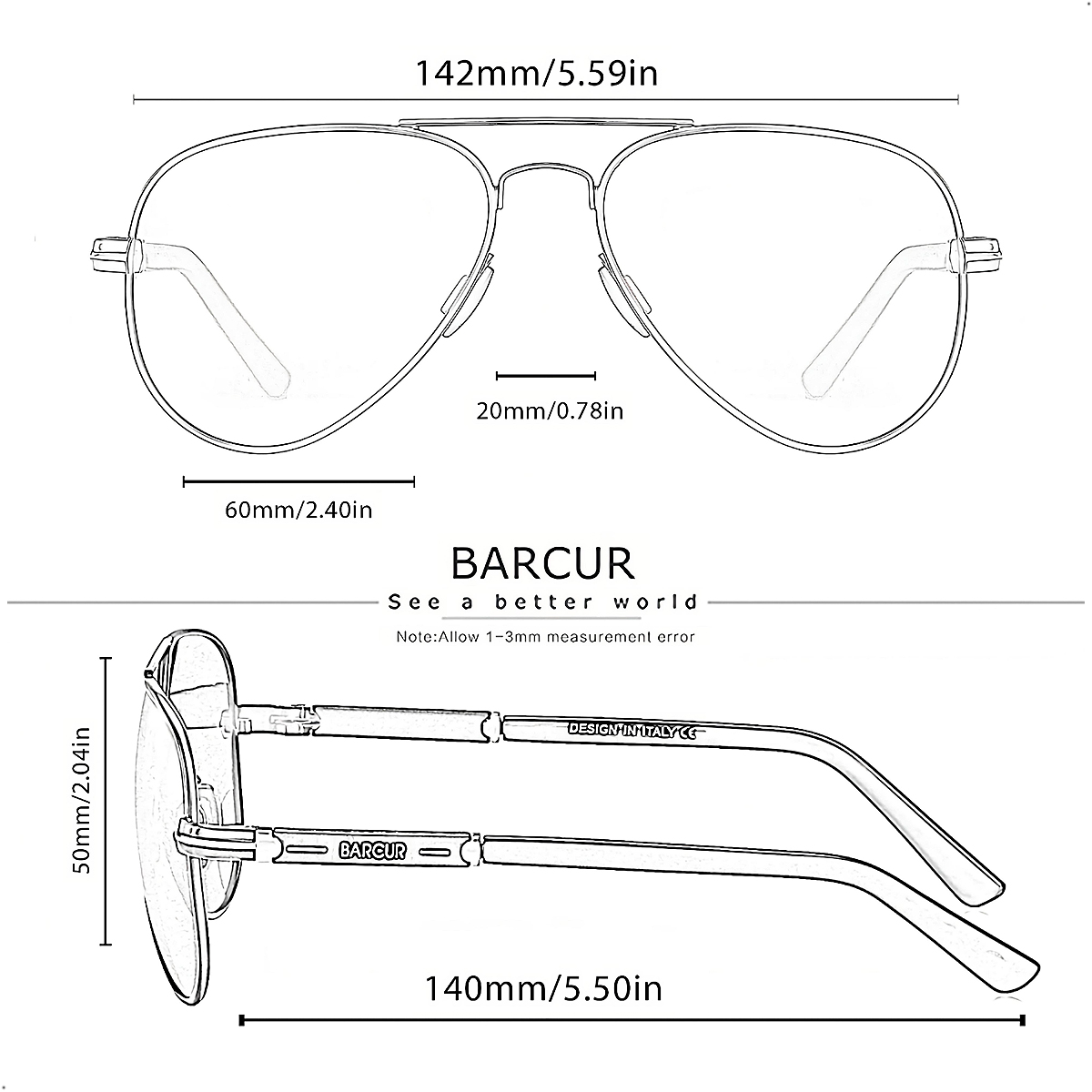 LENTES SOL PROTECCIÓN UV 400 AVIADOR BARCUR 8721 POLARIZADO - 4
