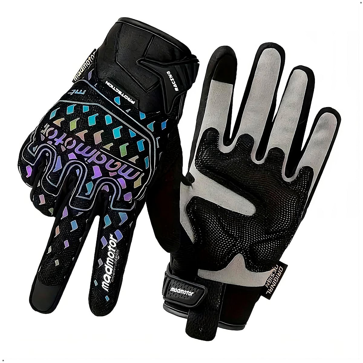GUANTES MOTOCICLETA COMPATIBLES CON PANTALLA TÁCTIL MADMOTOR REFLECTANTE - 1