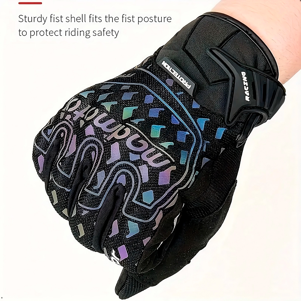 GUANTES MOTOCICLETA COMPATIBLES CON PANTALLA TÁCTIL MADMOTOR REFLECTANTE - 2