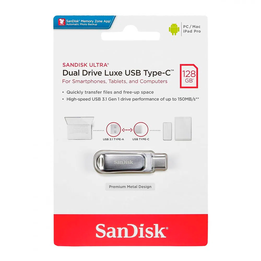 MEMORIA SANDISK DUAL DRIVE 128 GB TIPO C USB 3.1 - 5
