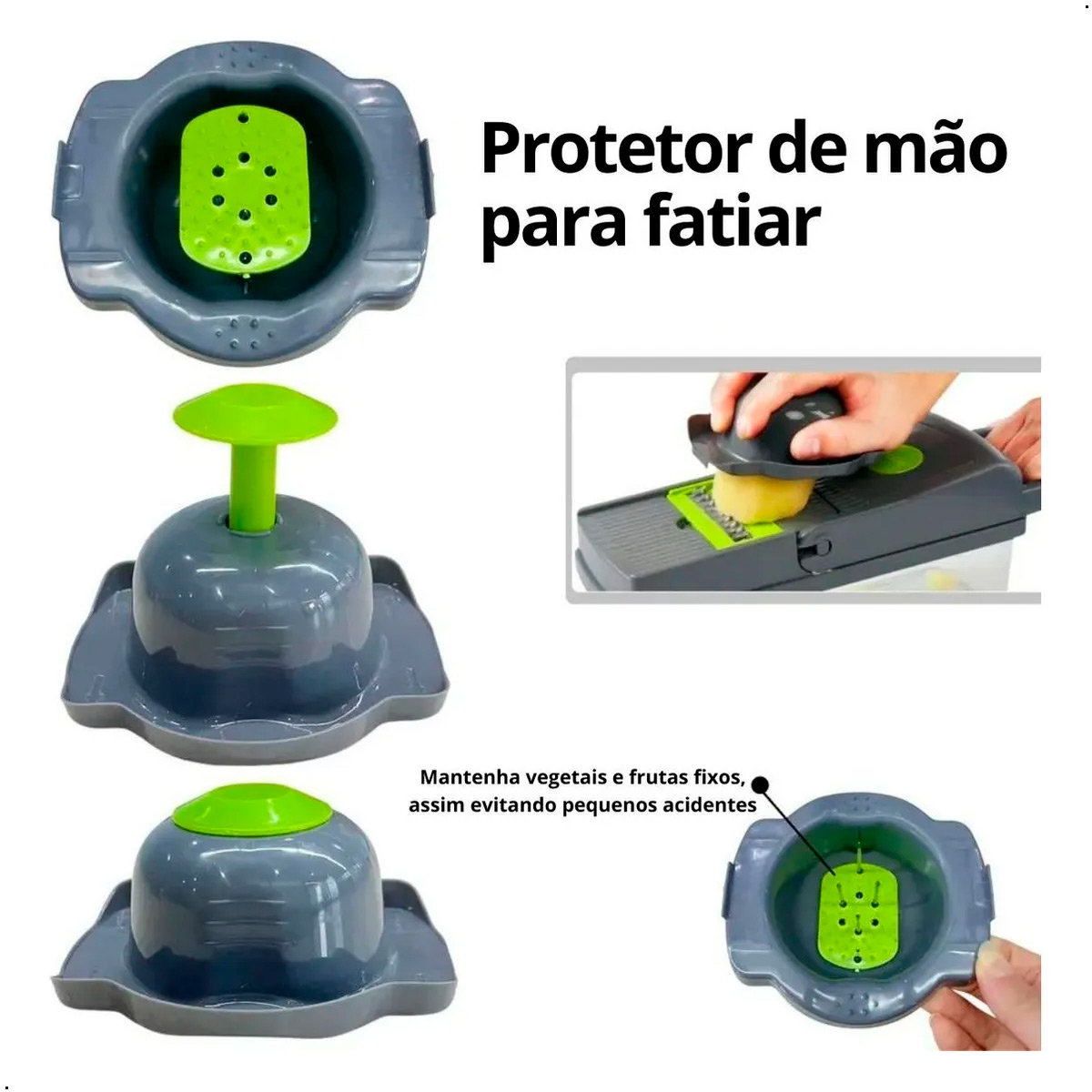 CORTADOR PICADOR DE ALIMENTOS RALLADOR MANUAL 14 EN 1 GRIS - 3