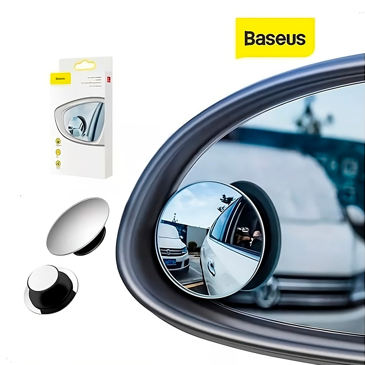 ESPEJO CONVEXO BASEUS CARRO MOTO PUNTO CIEGO GRAN ANGULAR 2UND - 1