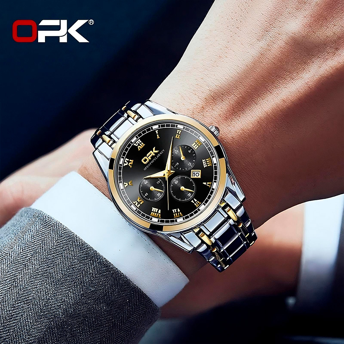 RELOJ PULSERA HOMBRE OPK 8119 ANALOGO EN ACERO INOXIDABLE - 3