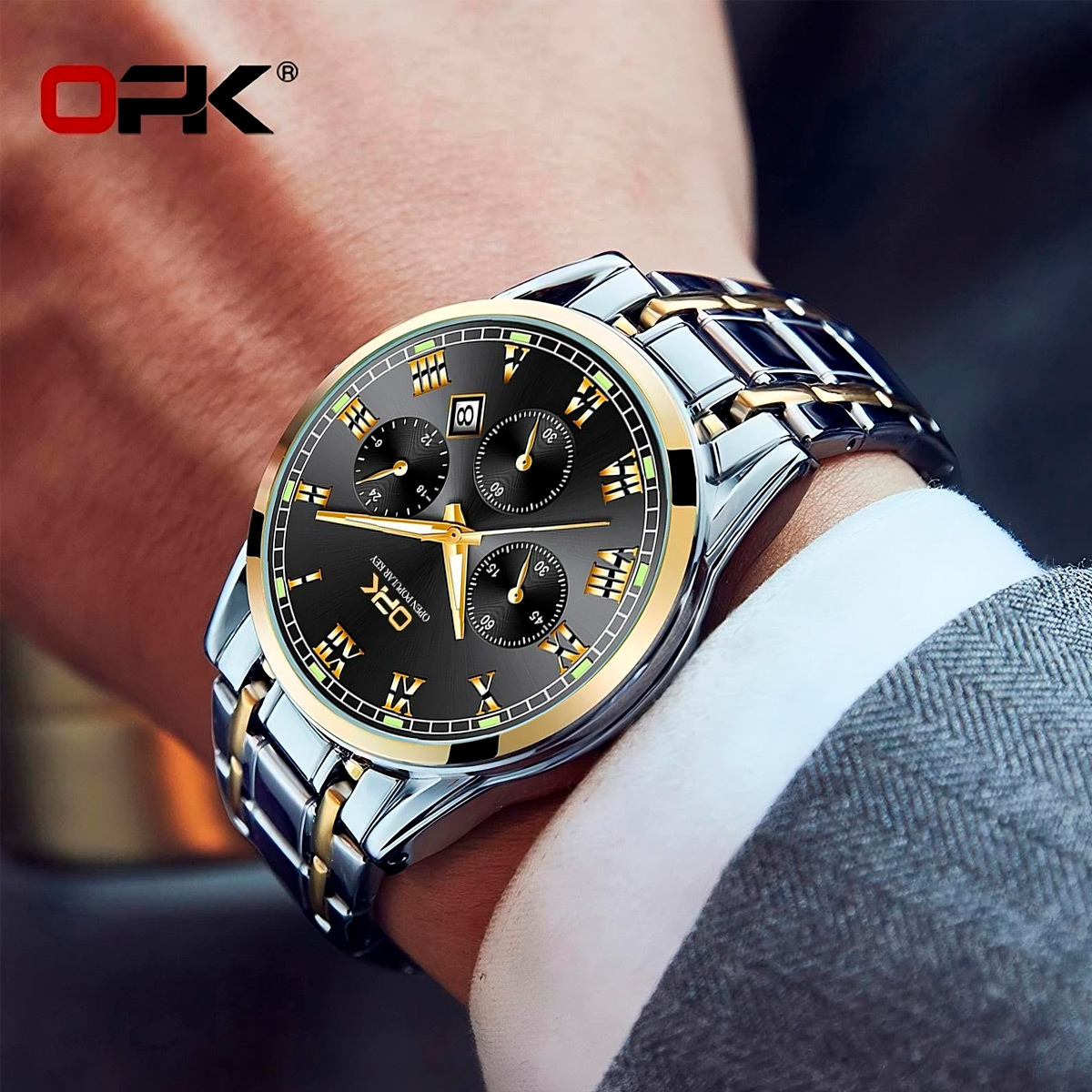 RELOJ PULSERA HOMBRE OPK 8119 ANALOGO EN ACERO INOXIDABLE - 6