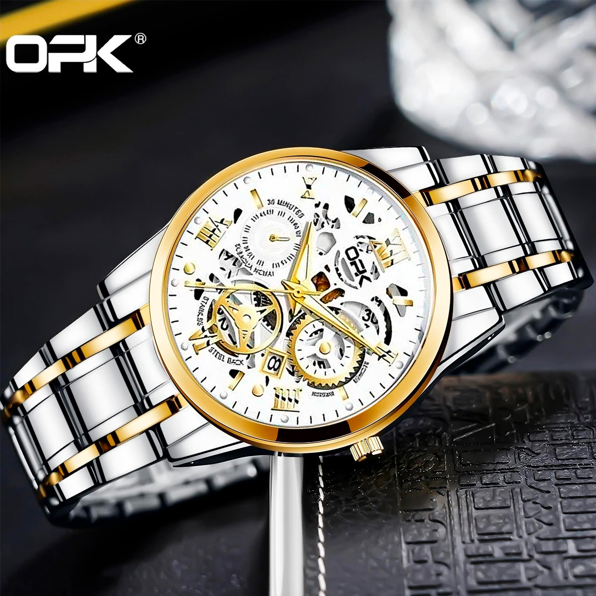 RELOJ CLÁSICO OPK 8135 ACERO INOXIDABLE PARA HOMBRE RESISTENTE AL AGUA - 3