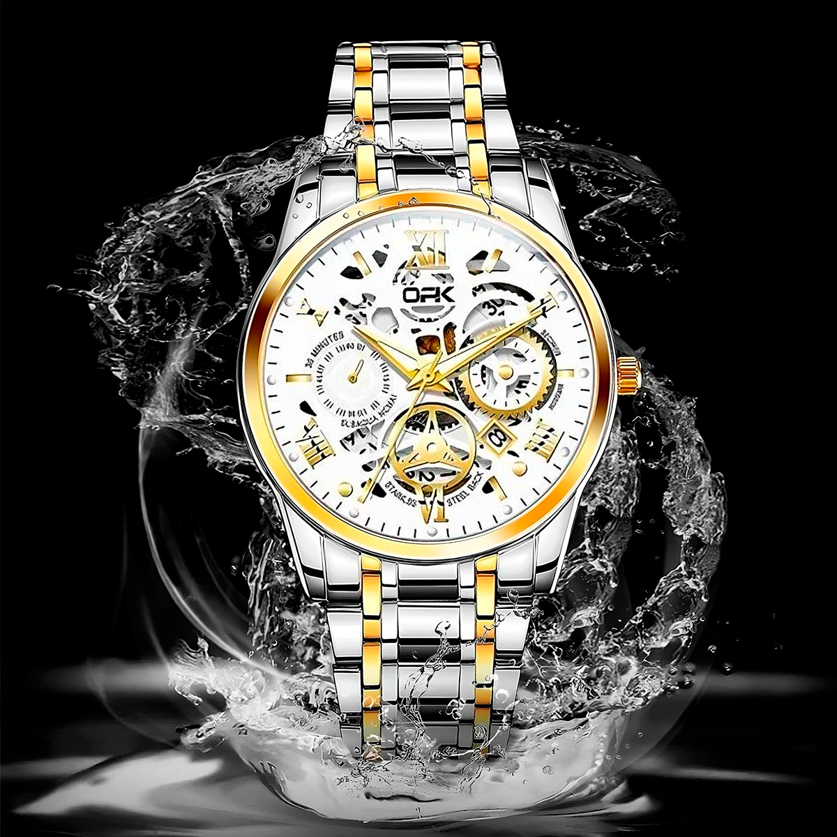 RELOJ CLÁSICO OPK 8135 ACERO INOXIDABLE PARA HOMBRE RESISTENTE AL AGUA - 4