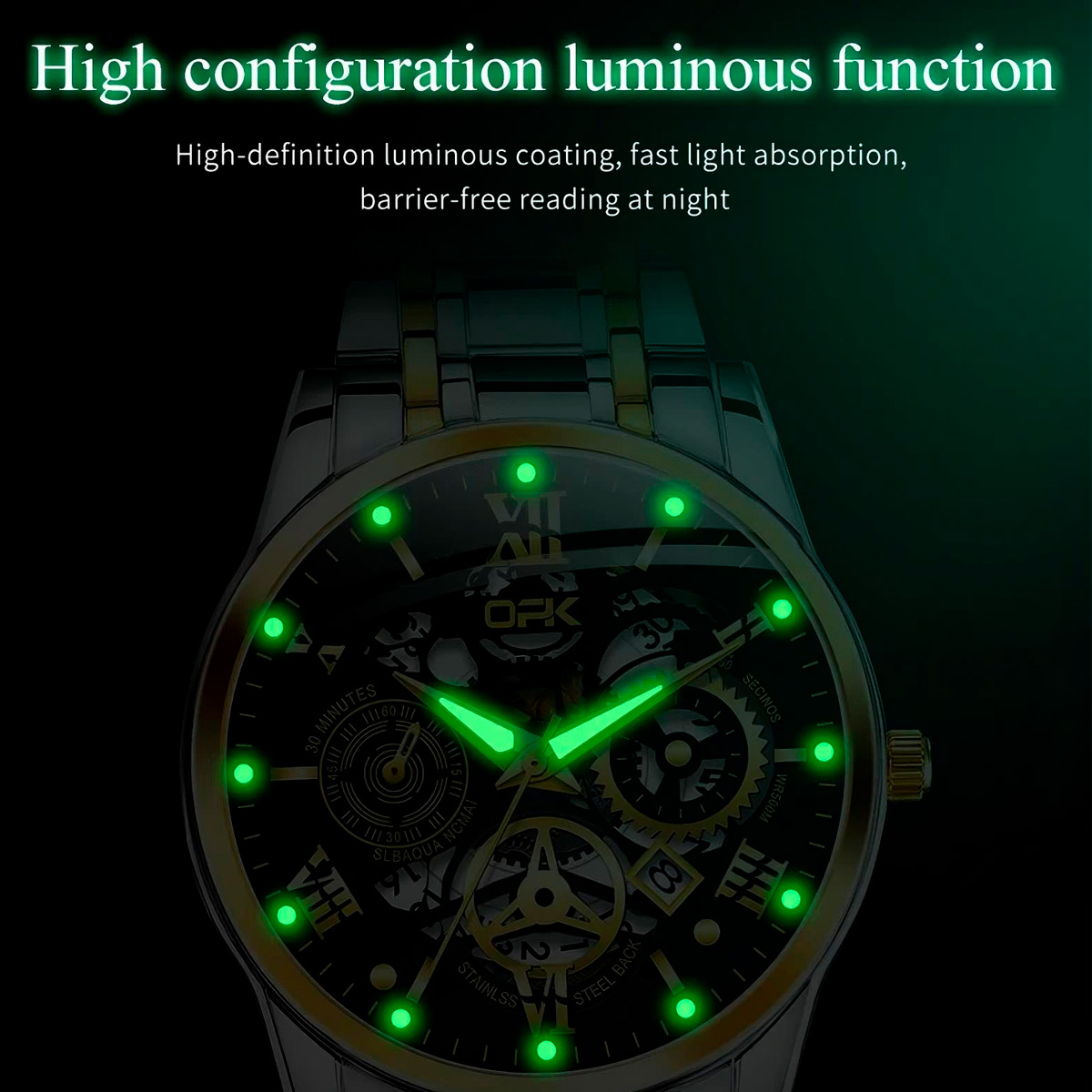 RELOJ CLÁSICO OPK 8135 ACERO INOXIDABLE PARA HOMBRE RESISTENTE AL AGUA - 5