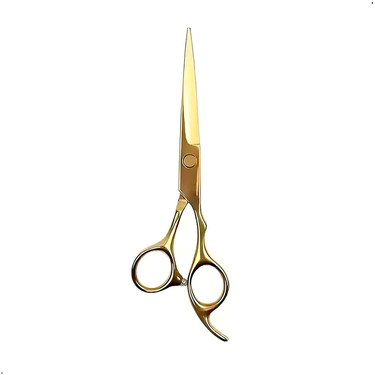 COMBO TIJERA PROFESIONAL PELUQUERIA DE CORTE,PULIR Y NAVAJA DORADO - 6