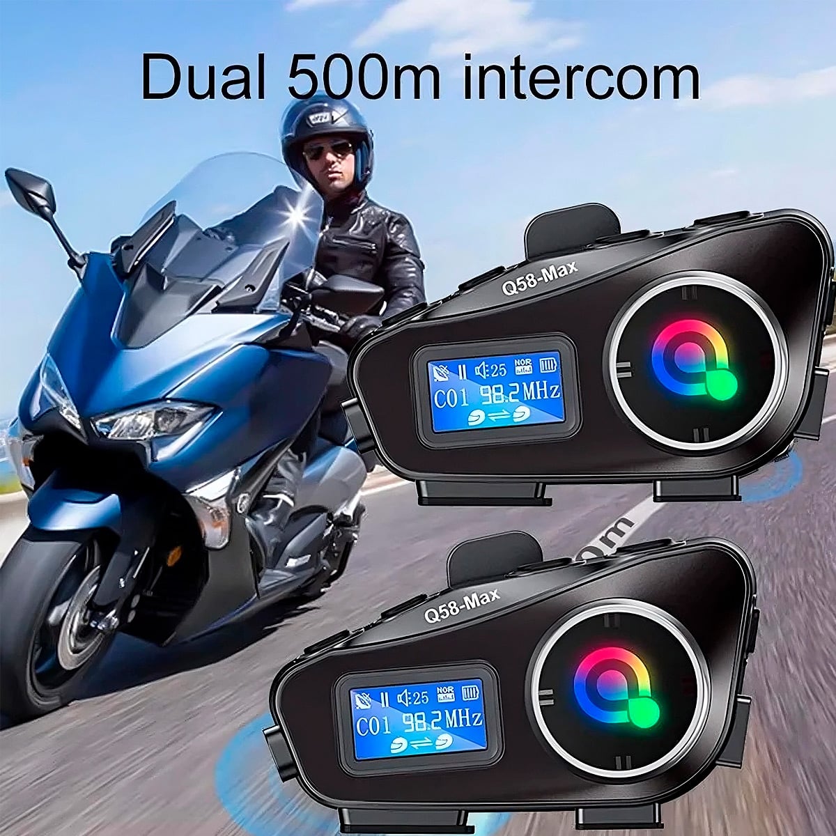 NTERCOMUNICADOR LANTUN Q58 MAX BLUETOOTH CASCO DE MOTO - 10