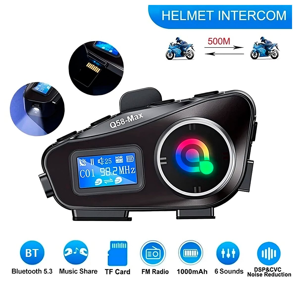 NTERCOMUNICADOR LANTUN Q58 MAX BLUETOOTH CASCO DE MOTO - 4