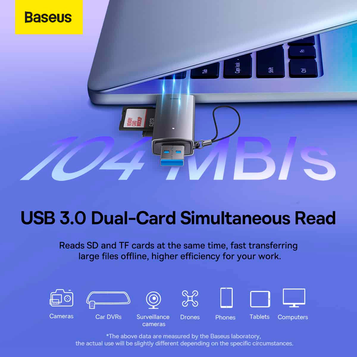 LECTOR DE TARJETA BASEUS ADAPTADOR SD/MICRO SD USB 3.0 USB C - 5