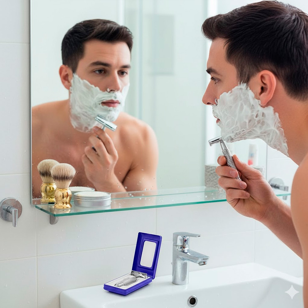MAQUINA DE AFEITAR PARA HOMBRE CLÁSICO DE ACERO INOXIDABLE - 6