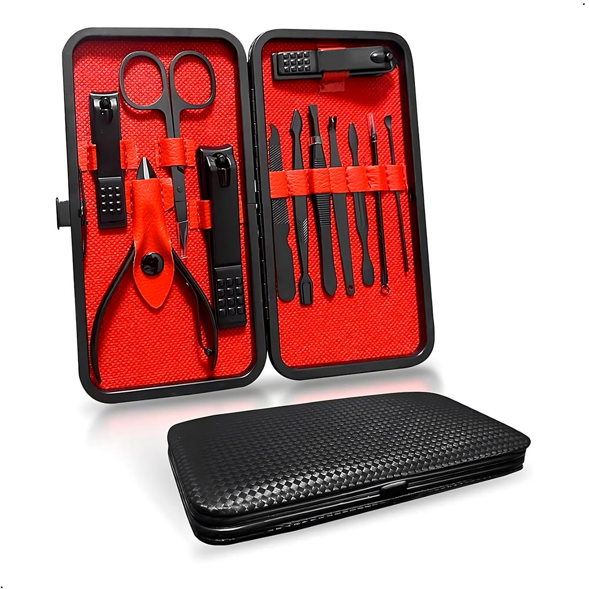 SET MANICURE PEDICURE ESTUCHE 12 EN 1 DE ACERO - 1