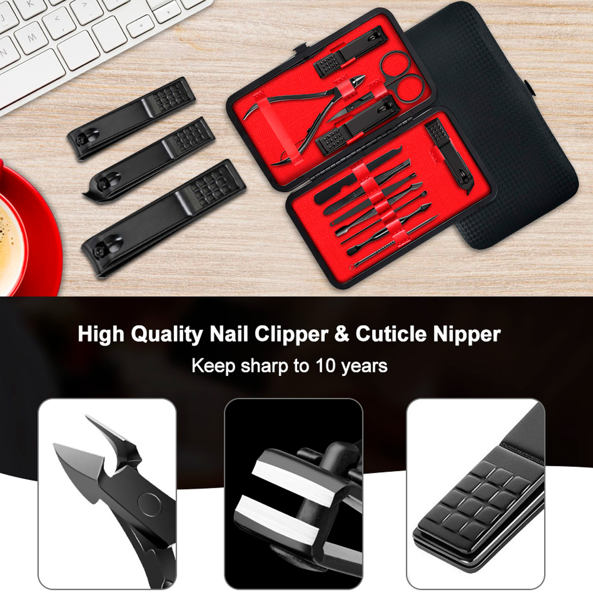 SET MANICURE PEDICURE ESTUCHE 12 EN 1 DE ACERO - 6