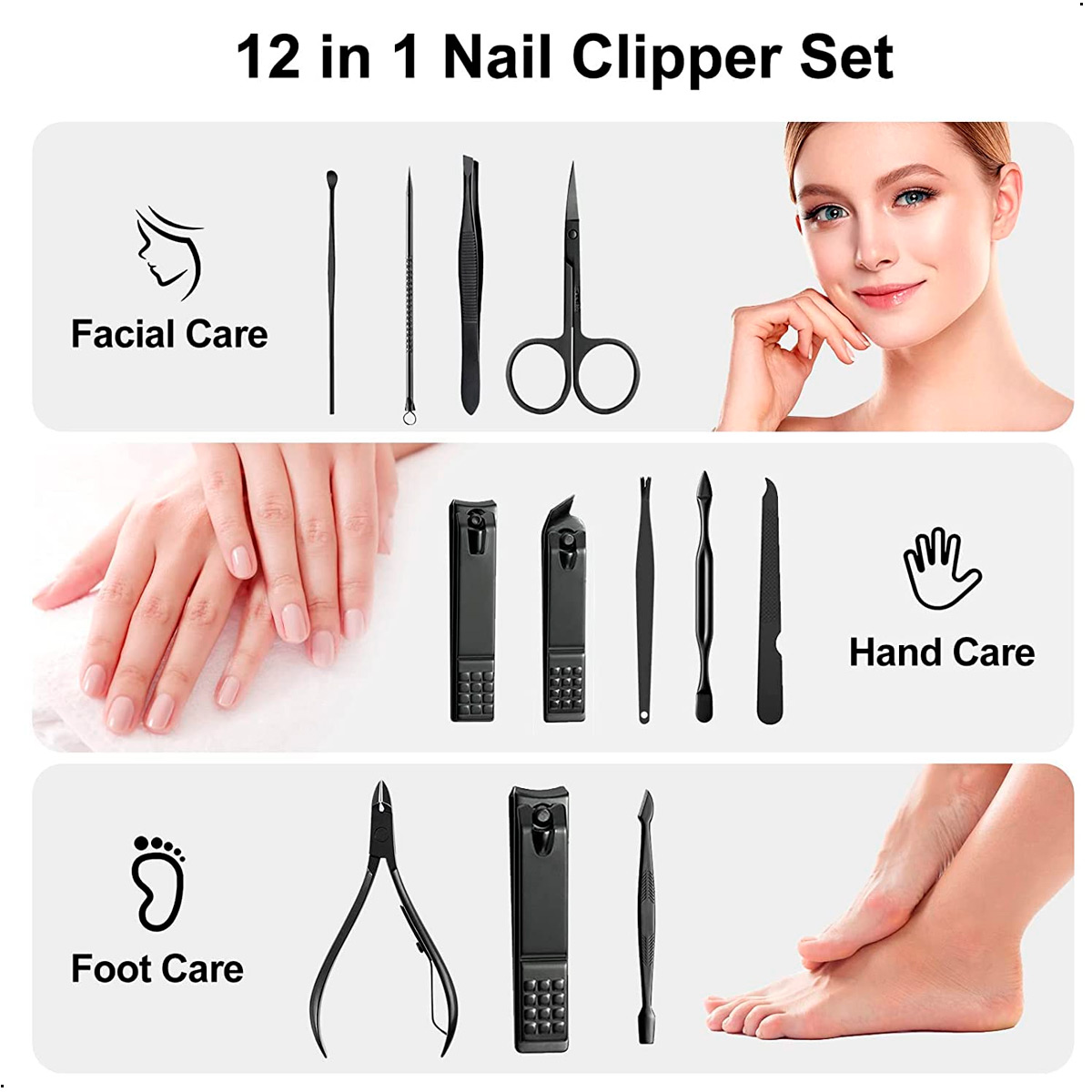 SET MANICURE PEDICURE ESTUCHE 12 EN 1 DE ACERO - 7