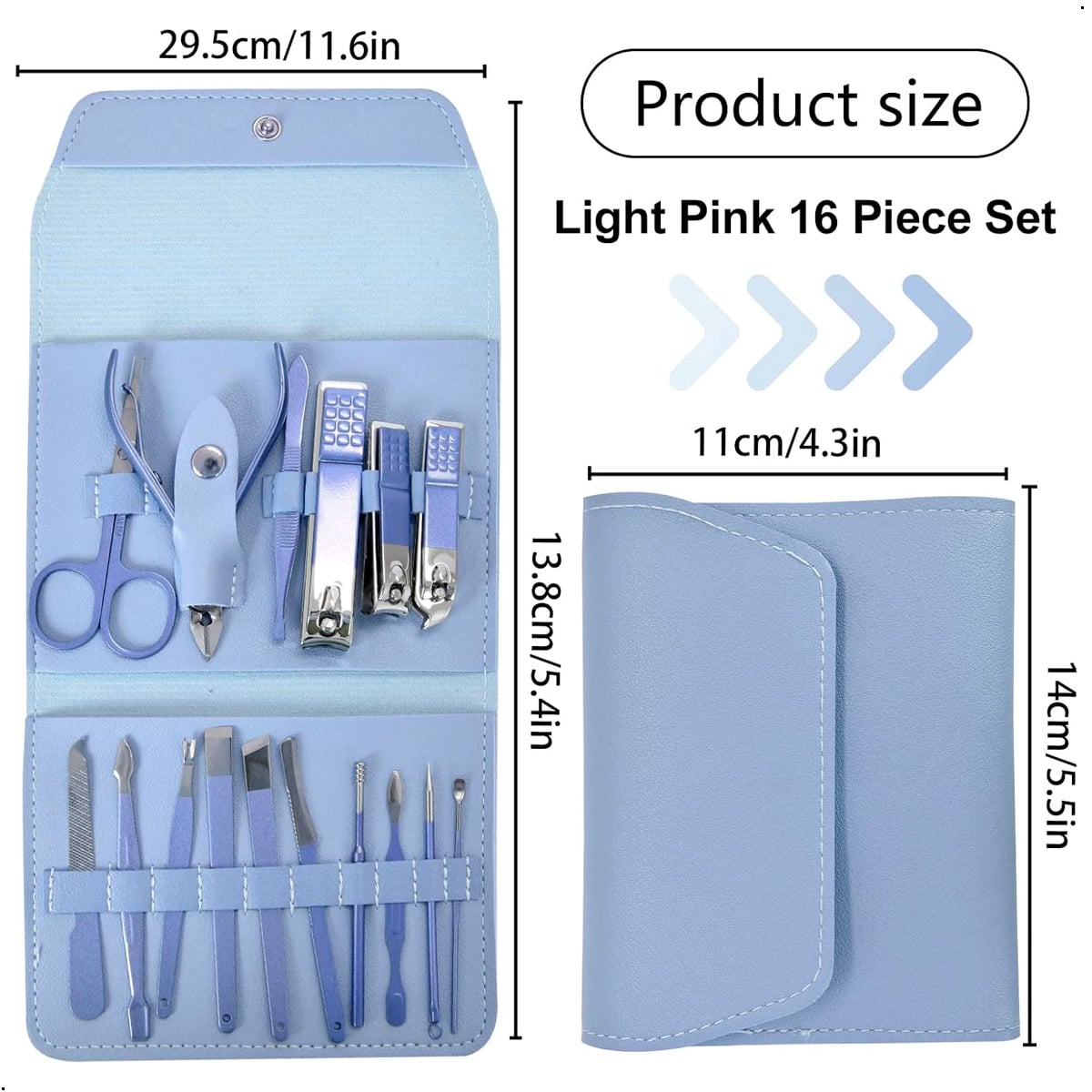 SET MANICURA PEDICURA EN ACERO INOXIDABLE 16 PIEZAS - 2