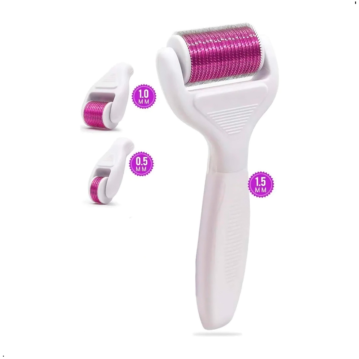 KIT RODILLO FACIAL DERMA ROLLER 4 EN 1 MEDIDAS 0,5MM 1,0MM 1,5MM - 2