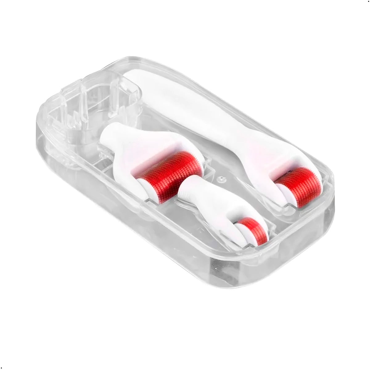 KIT RODILLO FACIAL DERMA ROLLER 4 EN 1 MEDIDAS 0,5MM 1,0MM 1,5MM - 5