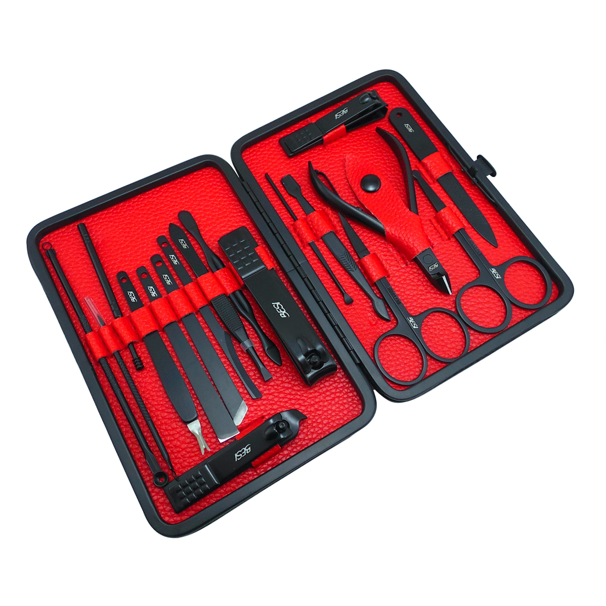 SET 18 PIEZAS EN ACERO INOXIDABLE MANICURA PEDICURA NEGRO - 4