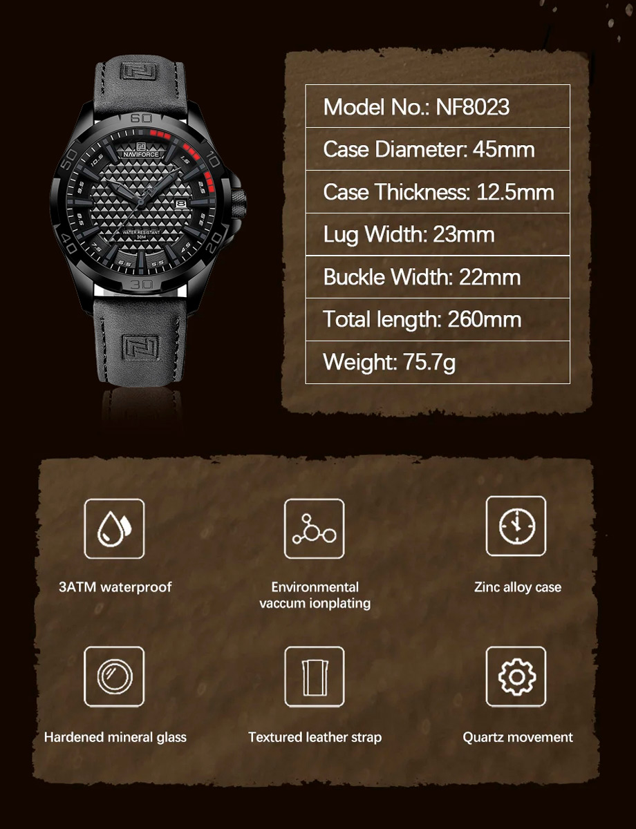 RELOJ NAVIFORCE 8023 CUARZO PARA HOMBRES RESISTENTE AL AGUA - 4