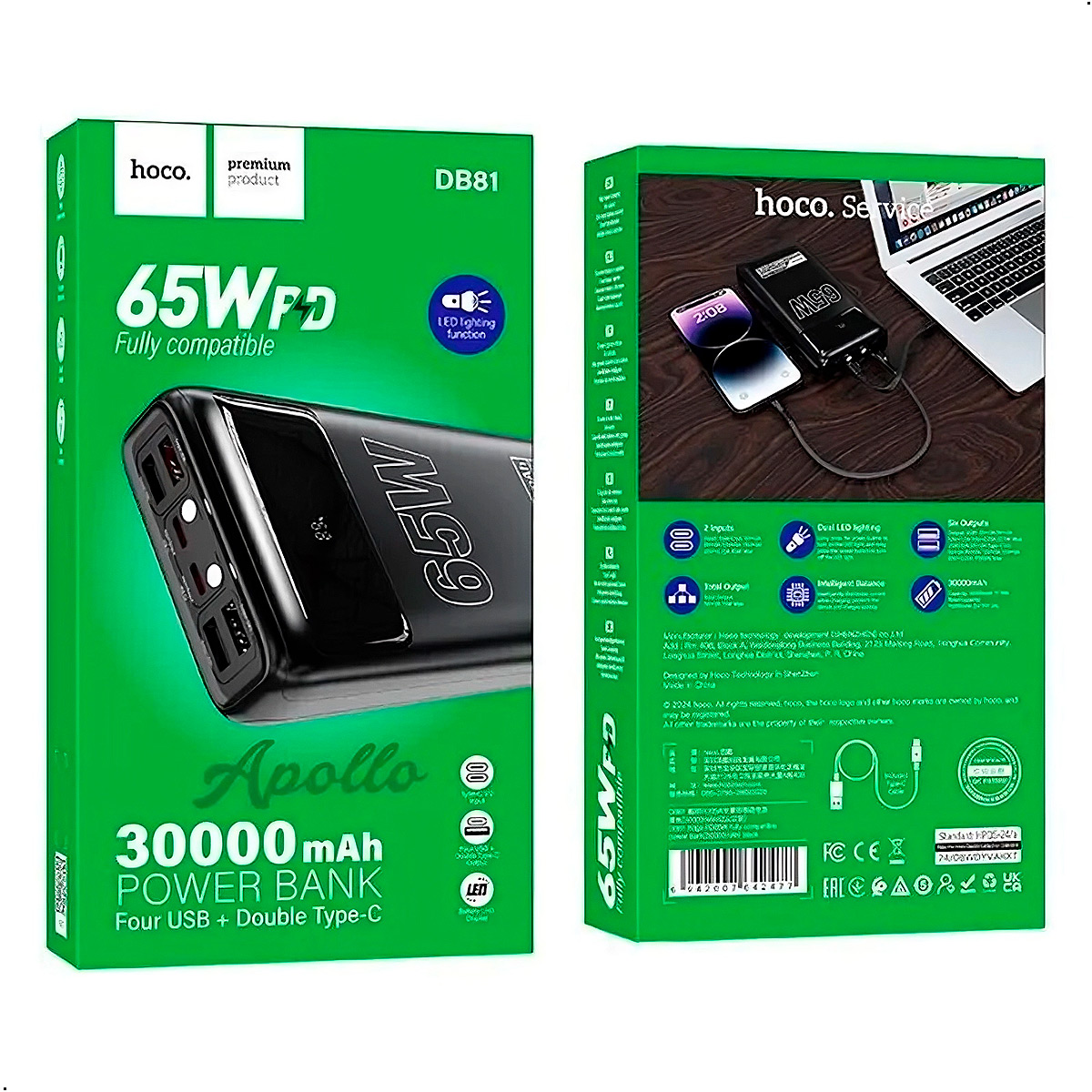 POWERBANK HOCO DB81 30000MAH FAST CHARGE 65W CARGA LAPTOP - 7