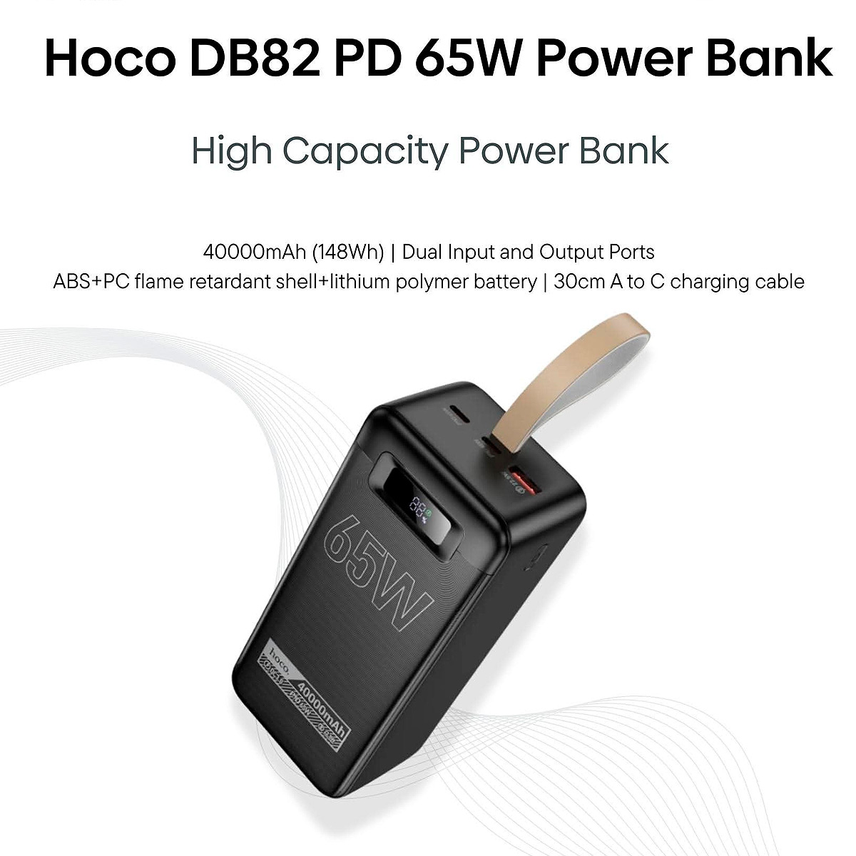 POWER BANK HOCO DB82 PORTATIL 65W CARGA RAPIDA DE 40.000MAH - 4