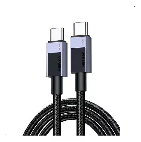 CABLE UGREEN 100W USB TIPO C NYLON TRENZADO 1 M NEGRO - 2