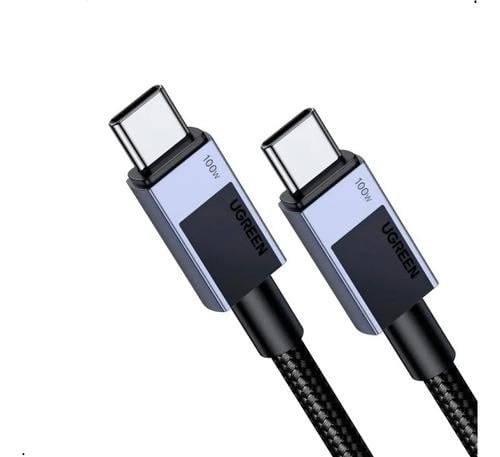 CABLE UGREEN 100W USB TIPO C NYLON TRENZADO 1 M NEGRO - 3