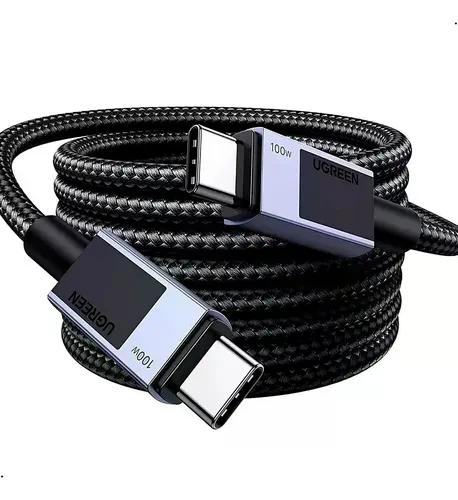 CABLE UGREEN 100W USB TIPO C NYLON TRENZADO 1 M NEGRO - 5