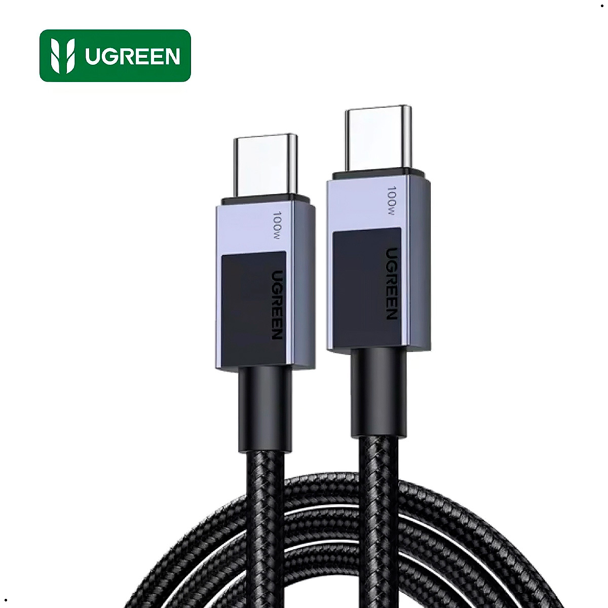 CABLE UGREEN 100W USB TIPO C NYLON TRENZADO 1 M NEGRO - 9
