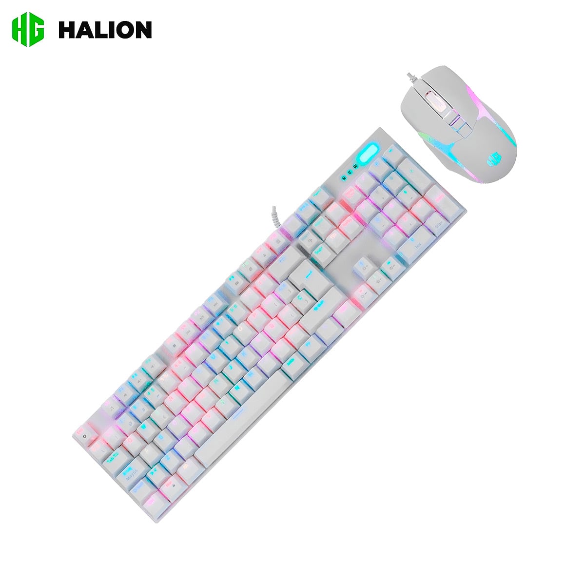 KIT MOUSE Y TECLADO HALION DAMON HA-K863C LUCES LED RGB - 1