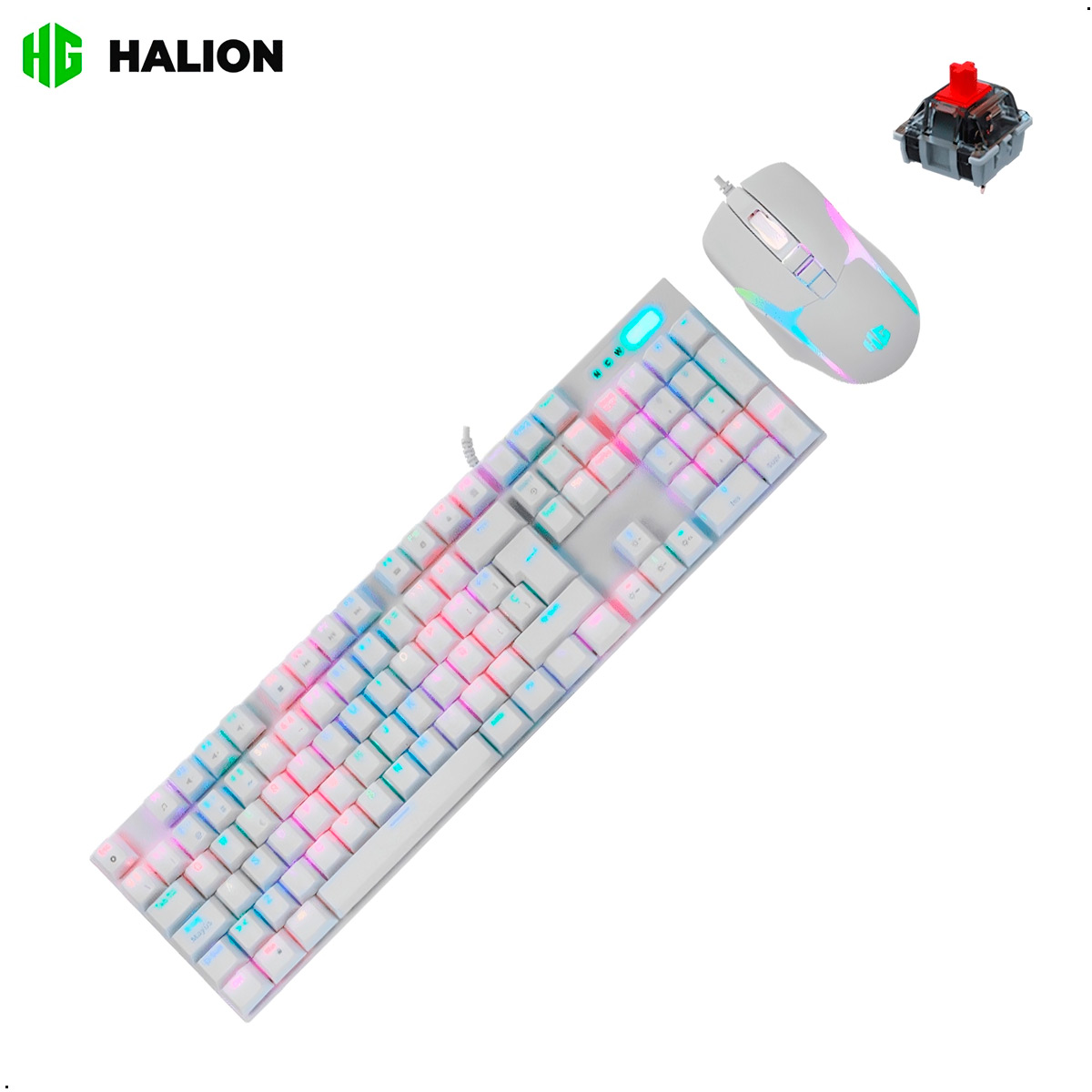 KIT MOUSE Y TECLADO HALION DAMON HA-K863C LUCES LED RGB - 2