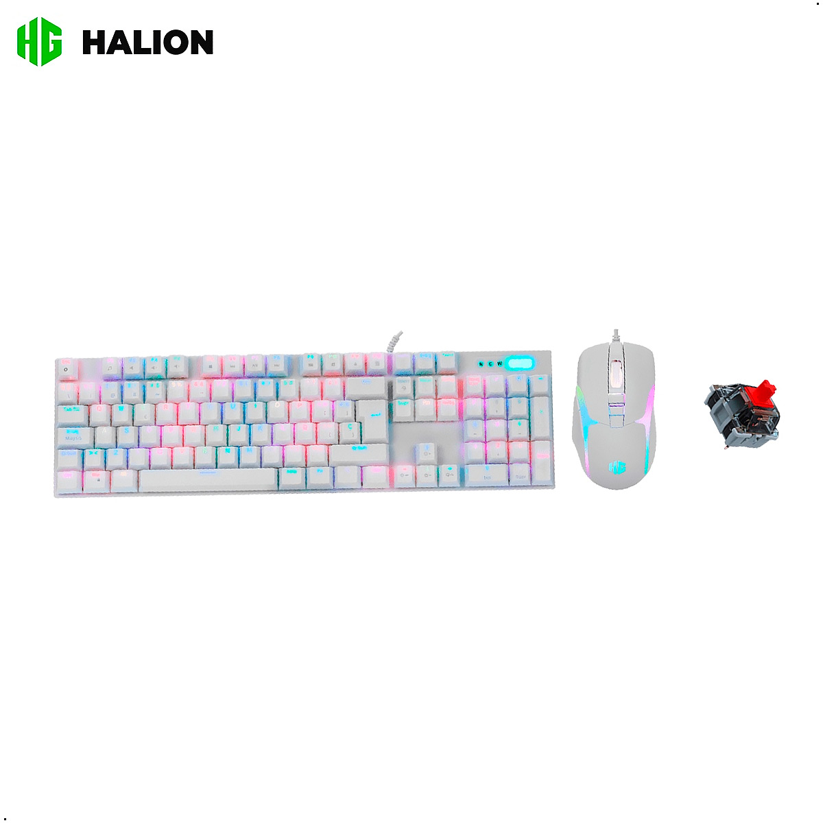 KIT MOUSE Y TECLADO HALION DAMON HA-K863C LUCES LED RGB - 3