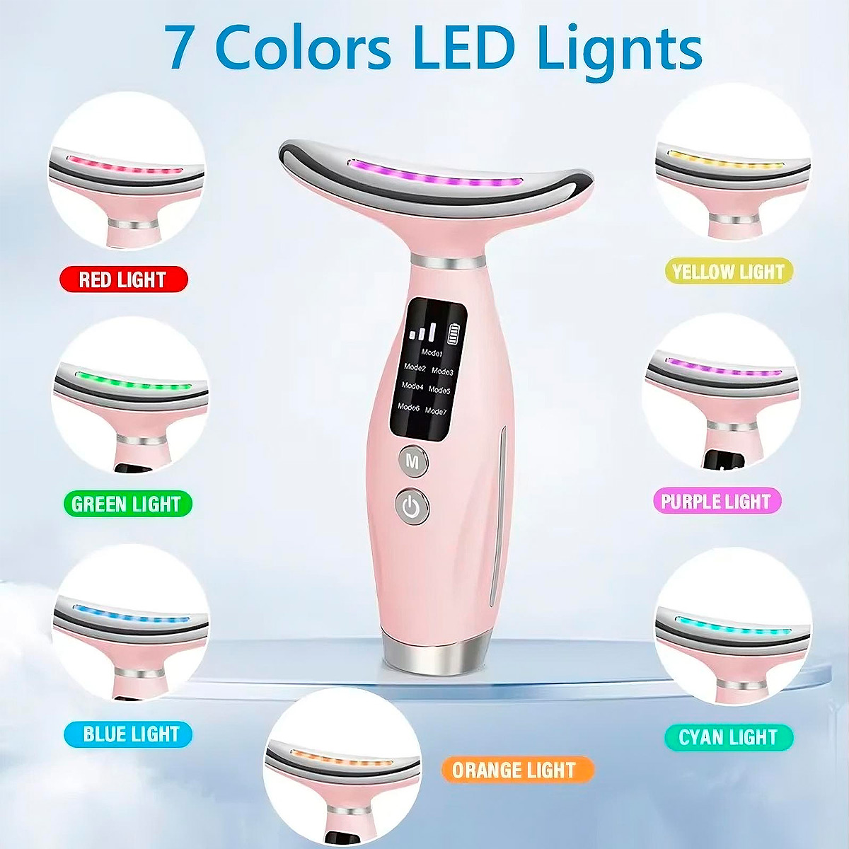 DISPOSITIVO FACIAL ANTIENVEJECIMIENTO 7 MODOS TERAPIA DE FOTONES LED DE 7 COLORES - 4