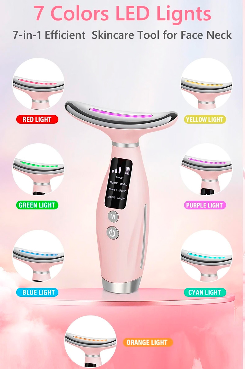 DISPOSITIVO FACIAL ANTIENVEJECIMIENTO 7 MODOS TERAPIA DE FOTONES LED DE 7 COLORES - 5